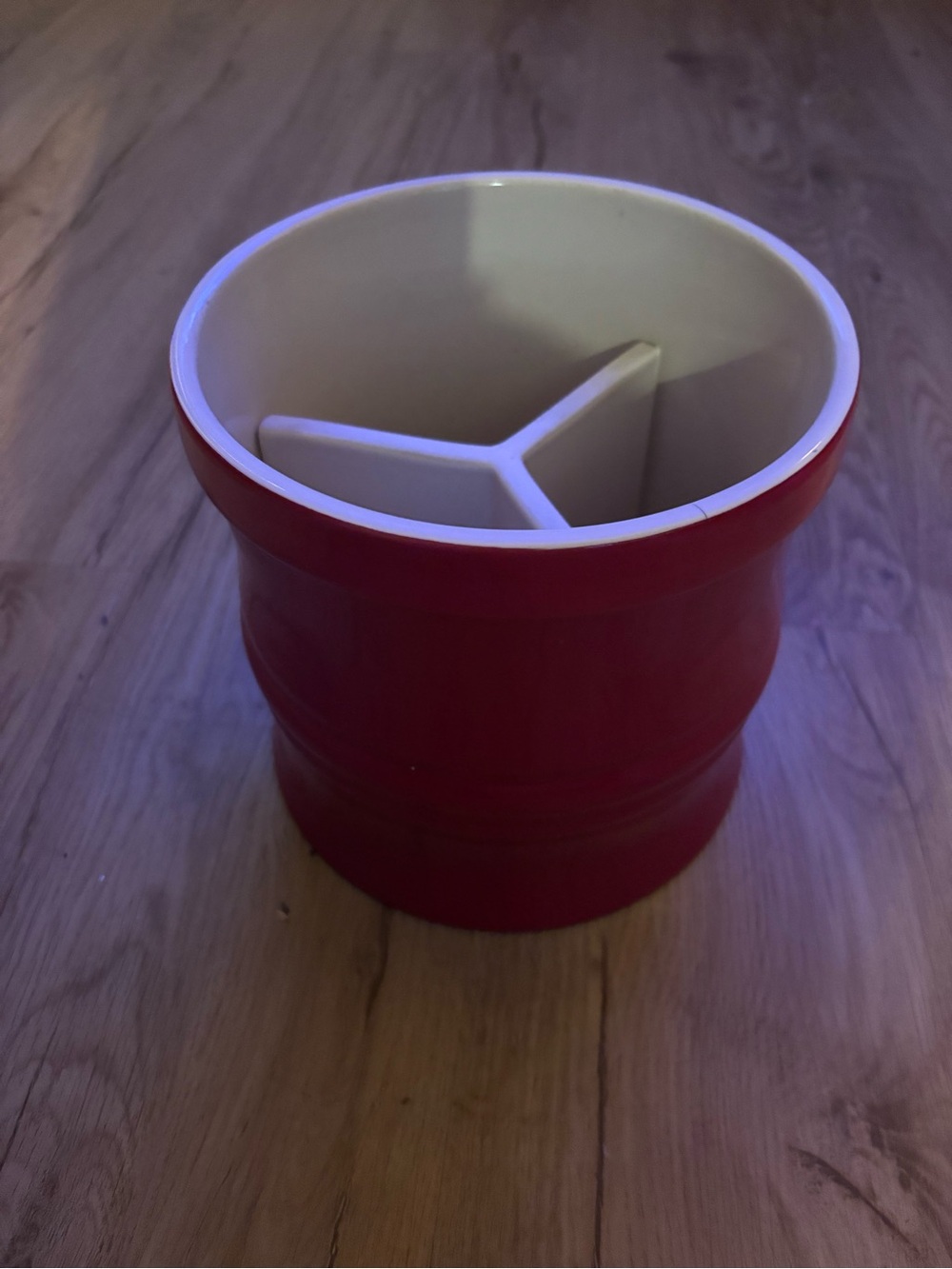 Large Red Utensil Holder with Divider - Chefs